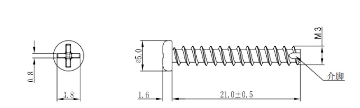 Specifications of Pan Head with Tail Tapping Screw